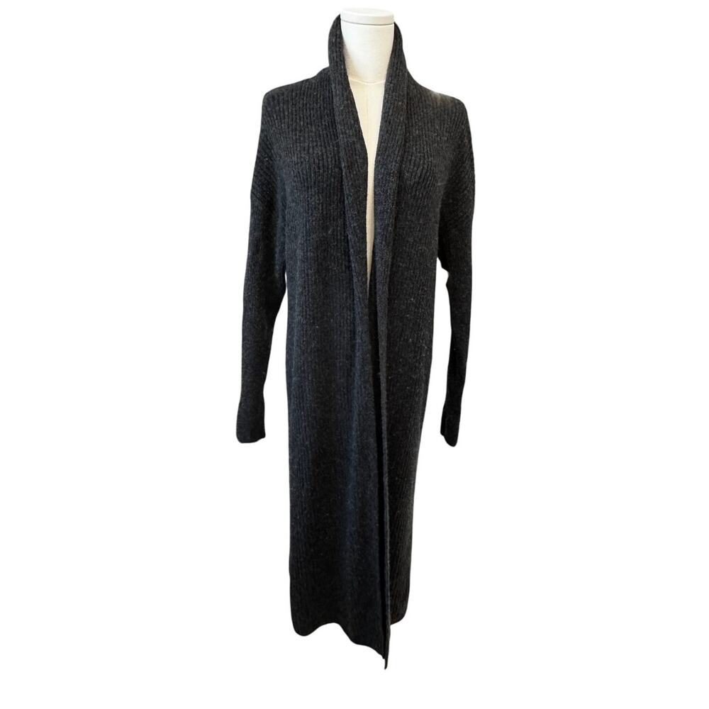 New OPEN EDIT Nordstrom Women's Gray Rib Open Front Long Cardigan Small